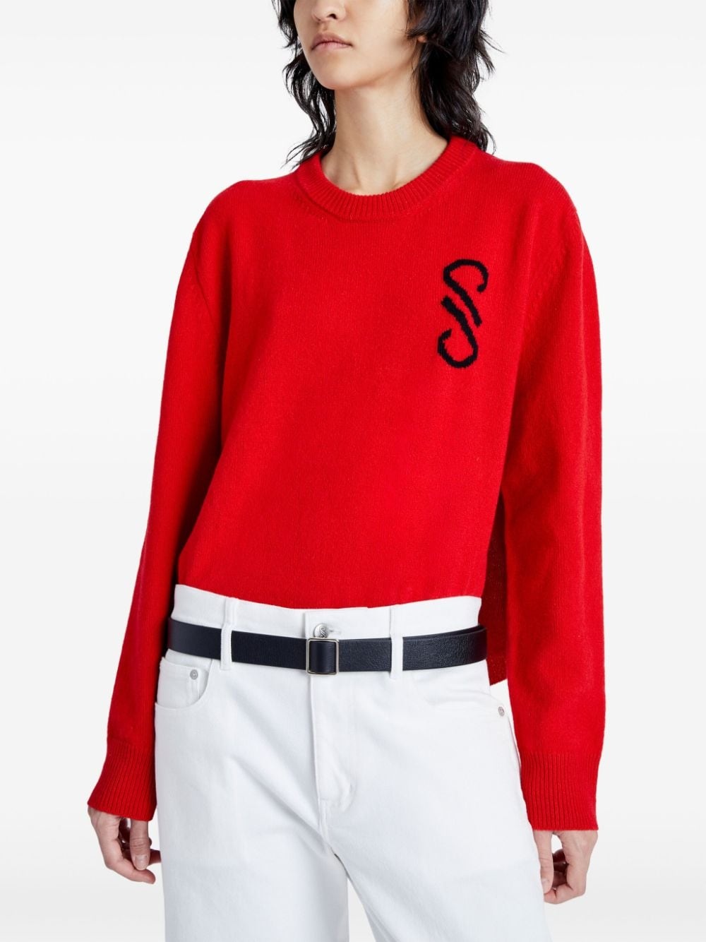 intarsia knit-logo merino-wool jumper - 6