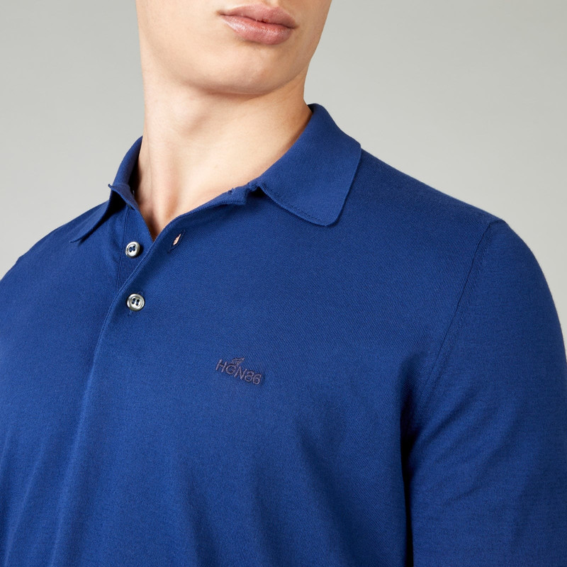 Polo Shirt in Cotton Knit Light Blue 6