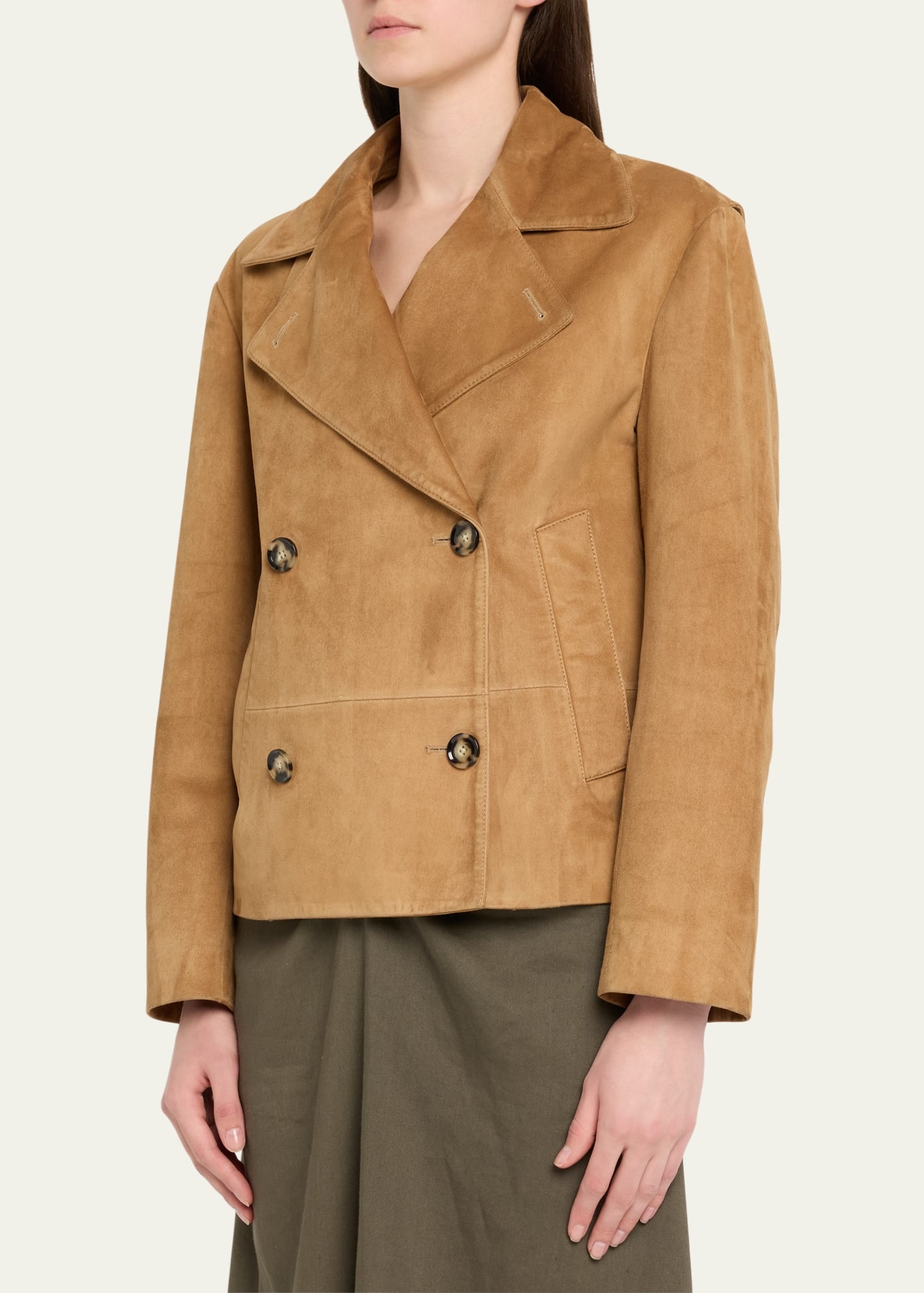 Nola Double-Breasted Suede Jacket - 4