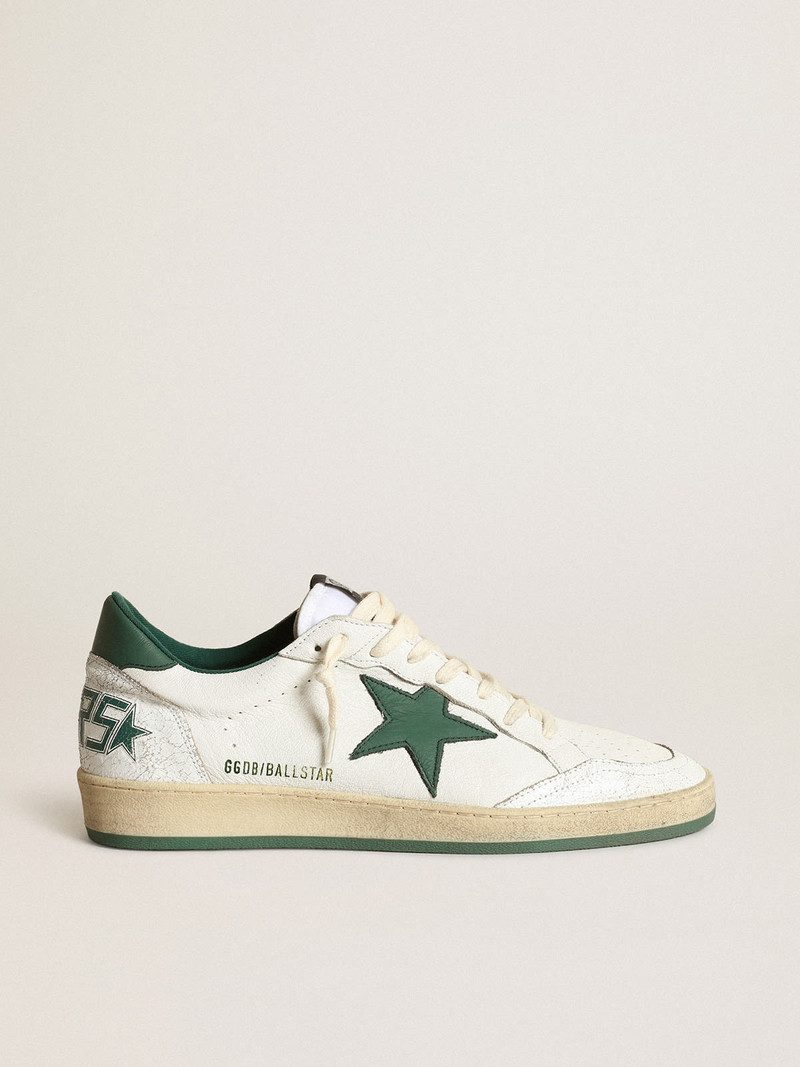 Men's Ball Star in white nappa leather with green leather star and heel tab - 1