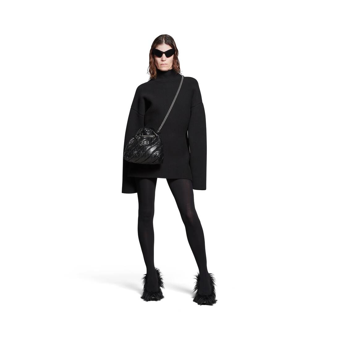 Women's Crush Small Tote Bag Quilted in Black - 2