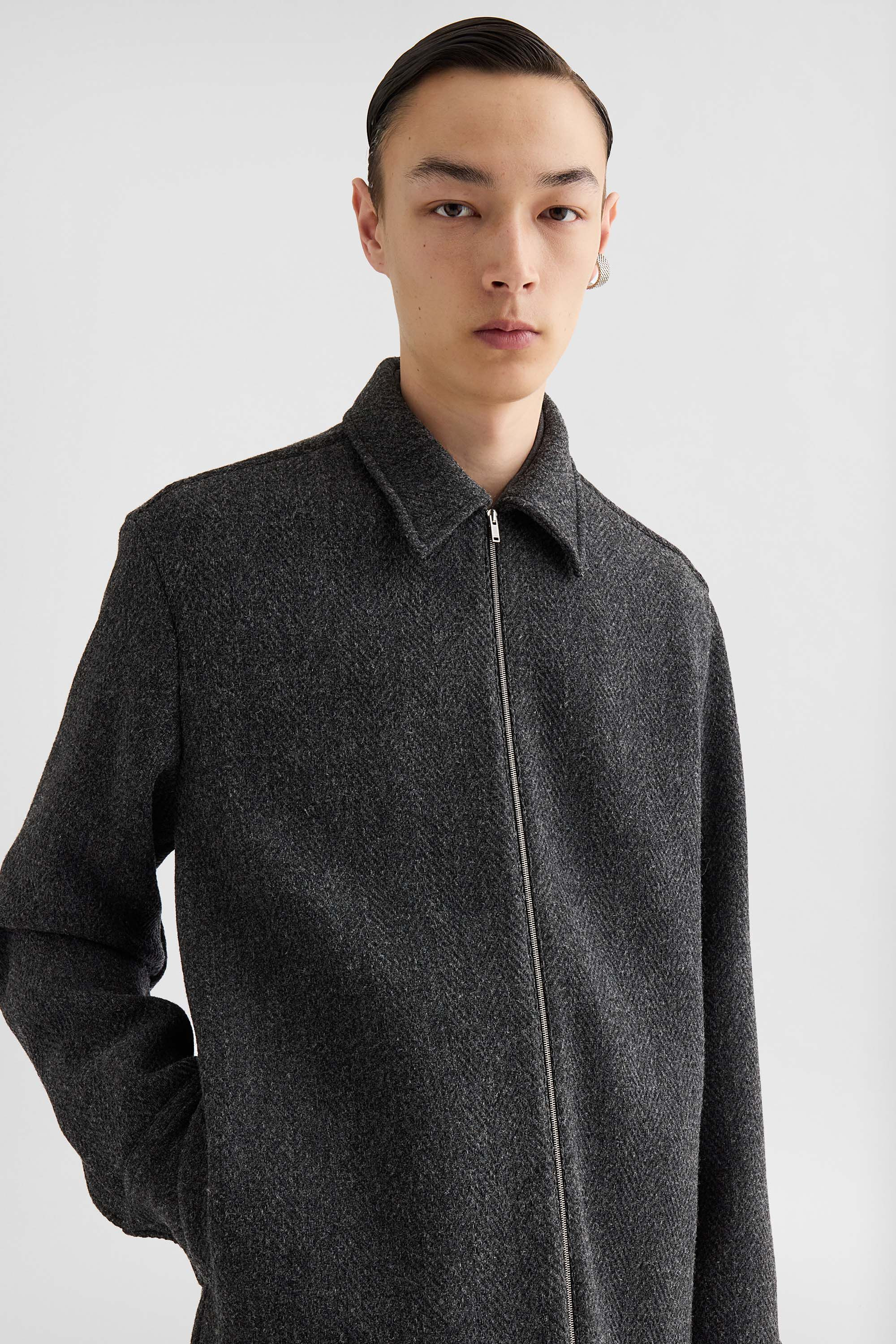 Wool Chevron Overshirt - 6