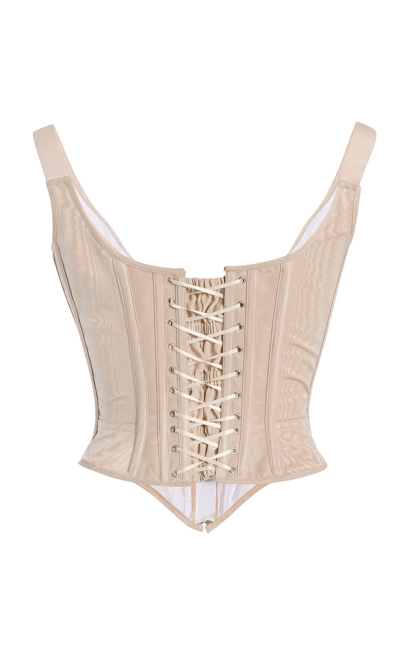 Zip-Front Venus Corset In Moire silver 3