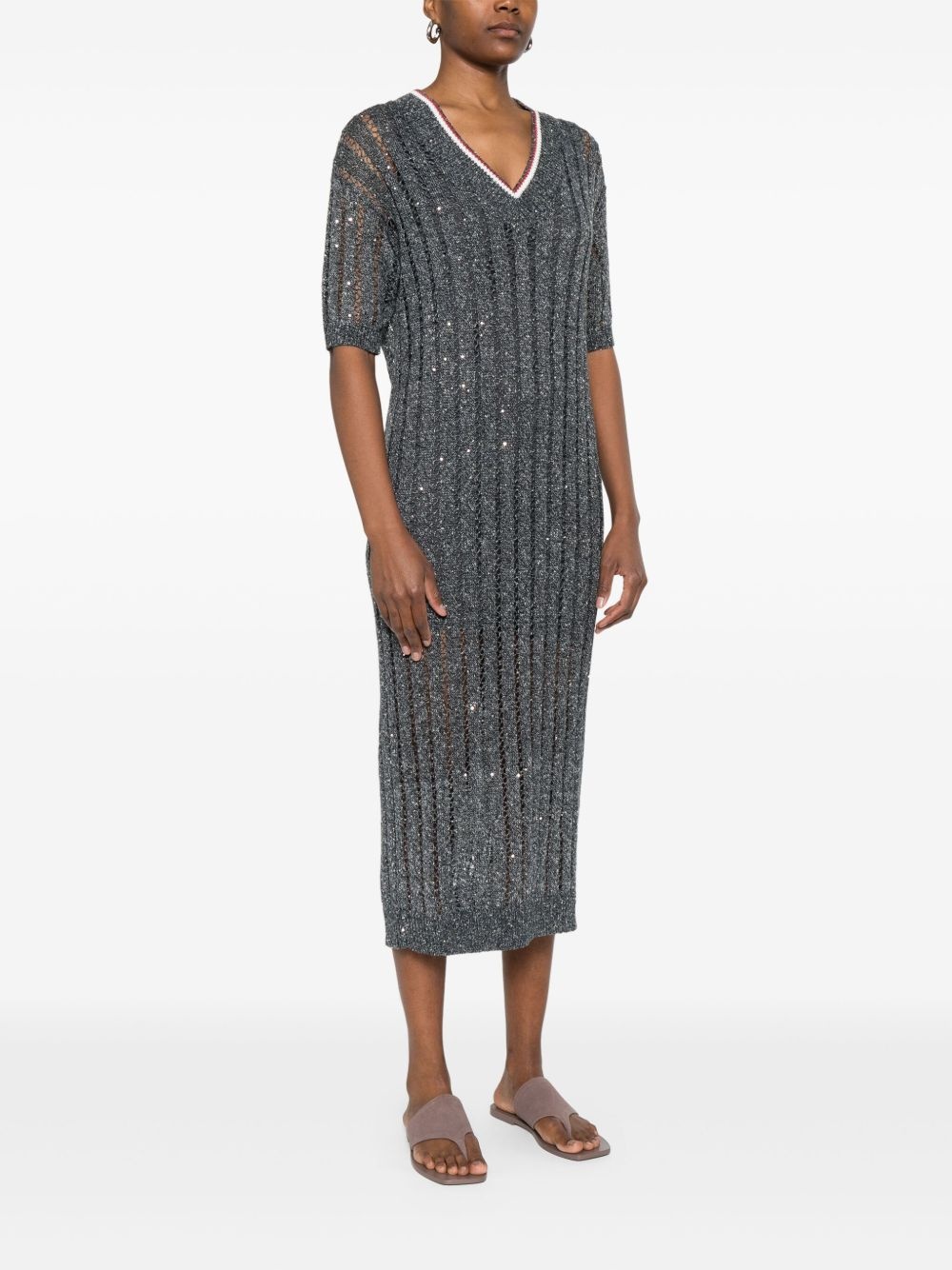 v-neck dress - 3