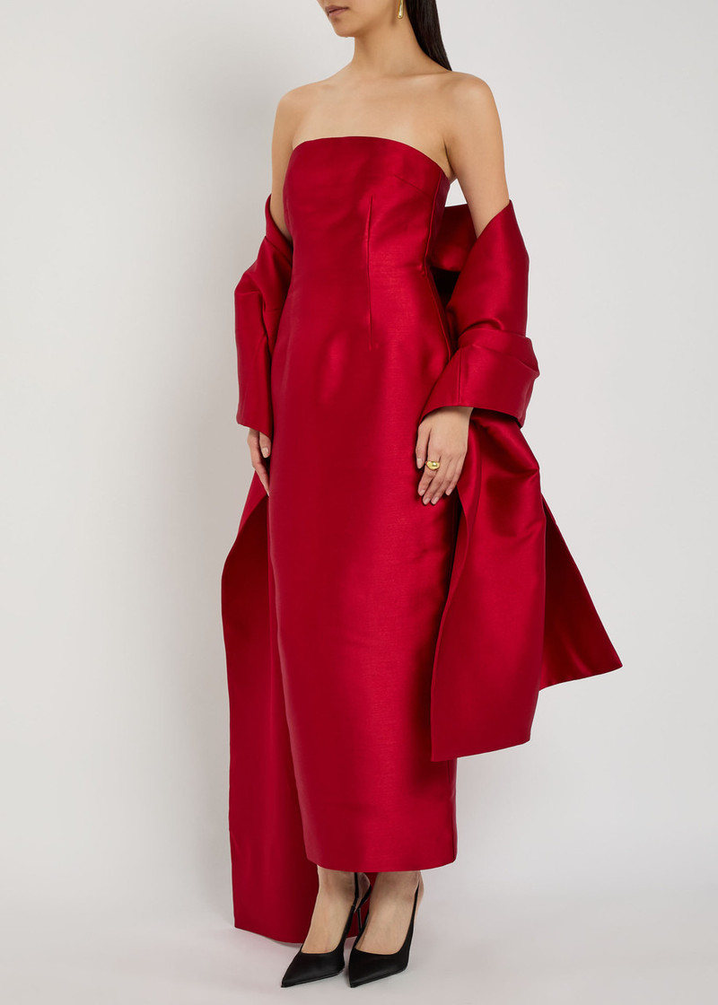 SOLACE LONDON Solace London Renee Strapless Stole Faille Maxi Dress outlook