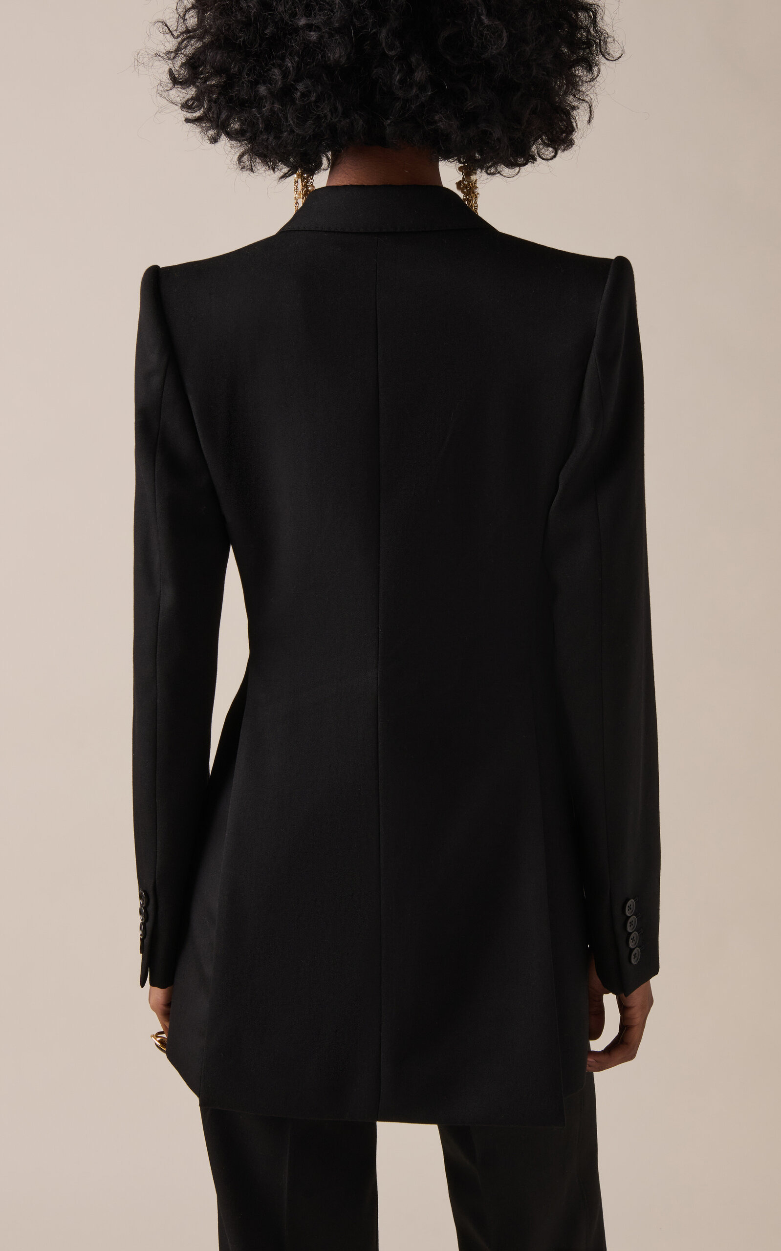 Double-Breasted Grain De Poudre Wool Blazer black - 4