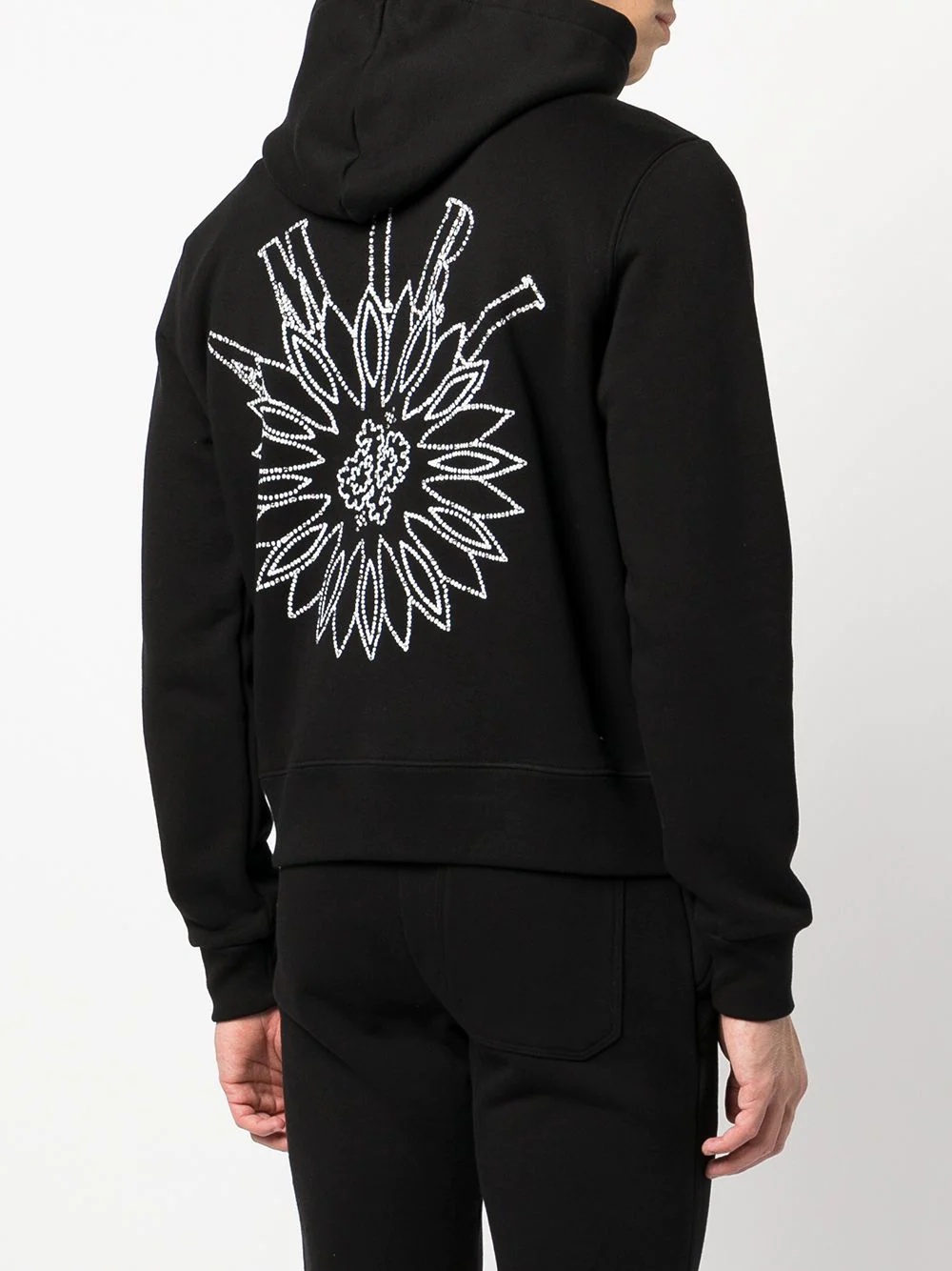 rhinestone-embellished graphic-logo hoodie - 4