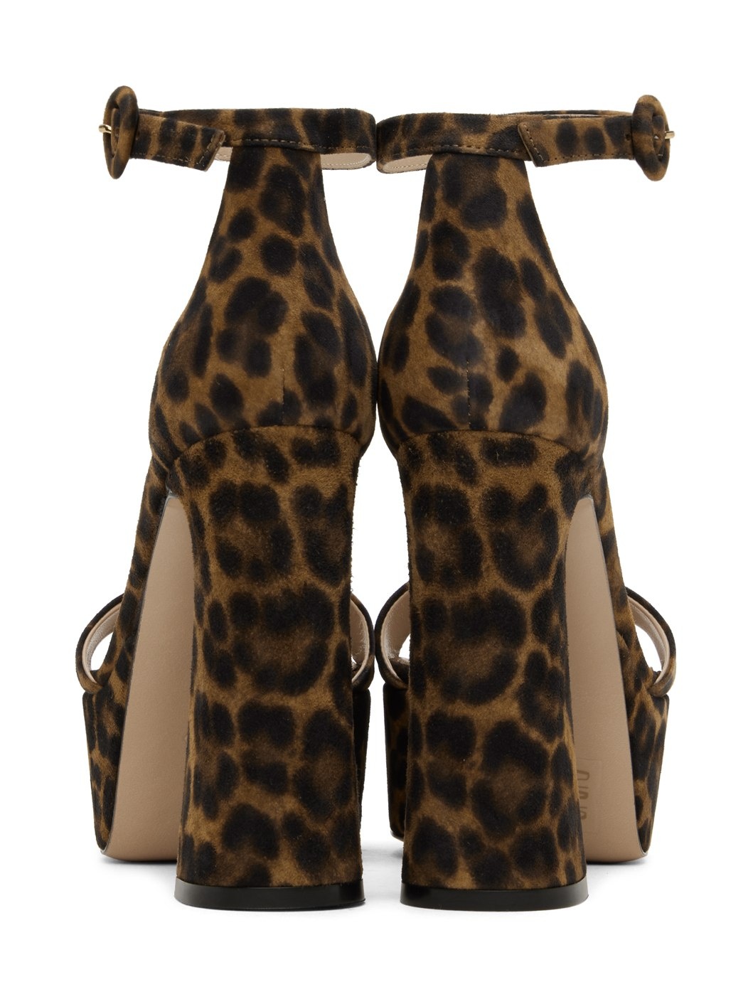 Brown Leopard Print Heeled Sandals - 2