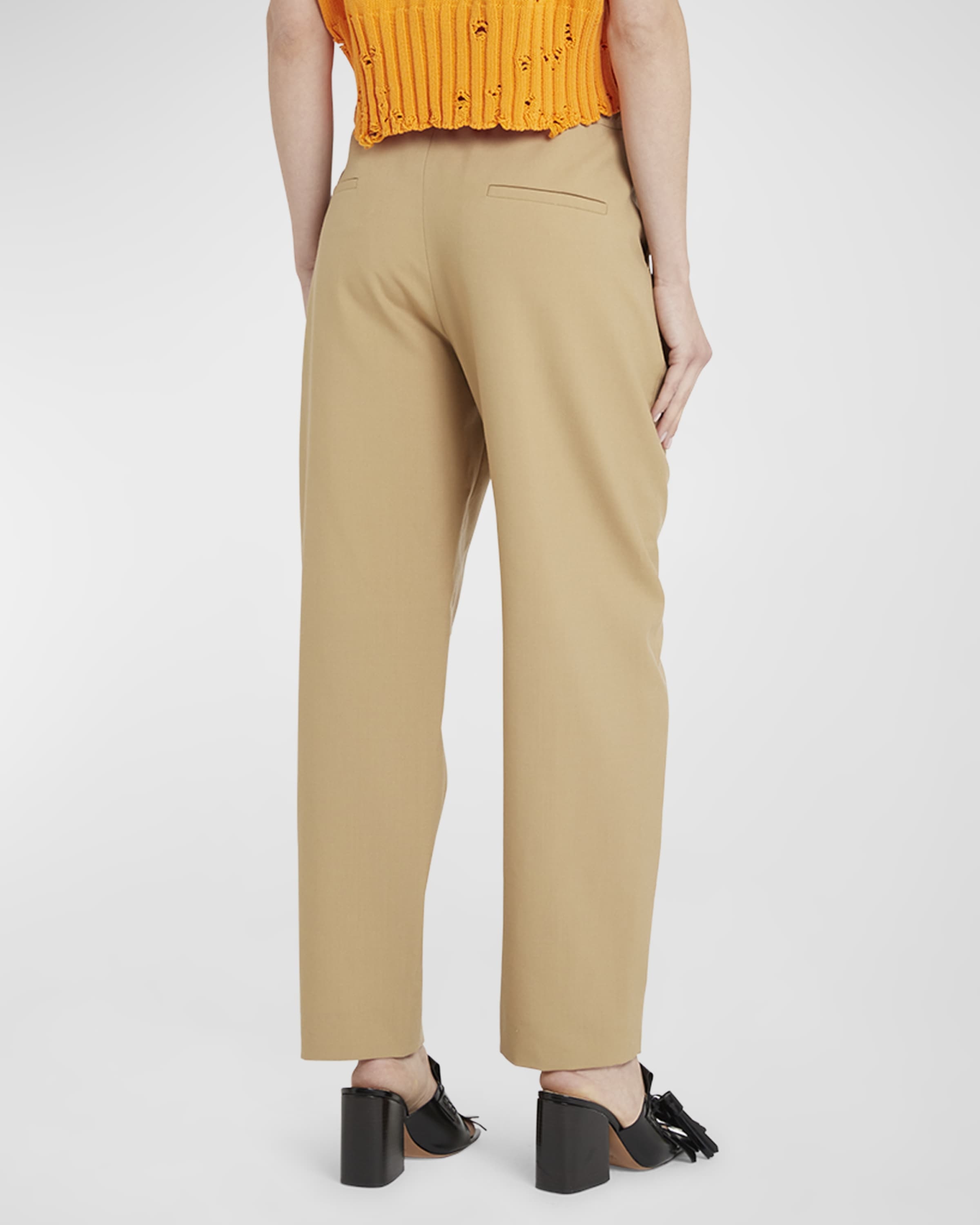 Straight-Leg Wool Trousers with Logo Stitching - 4