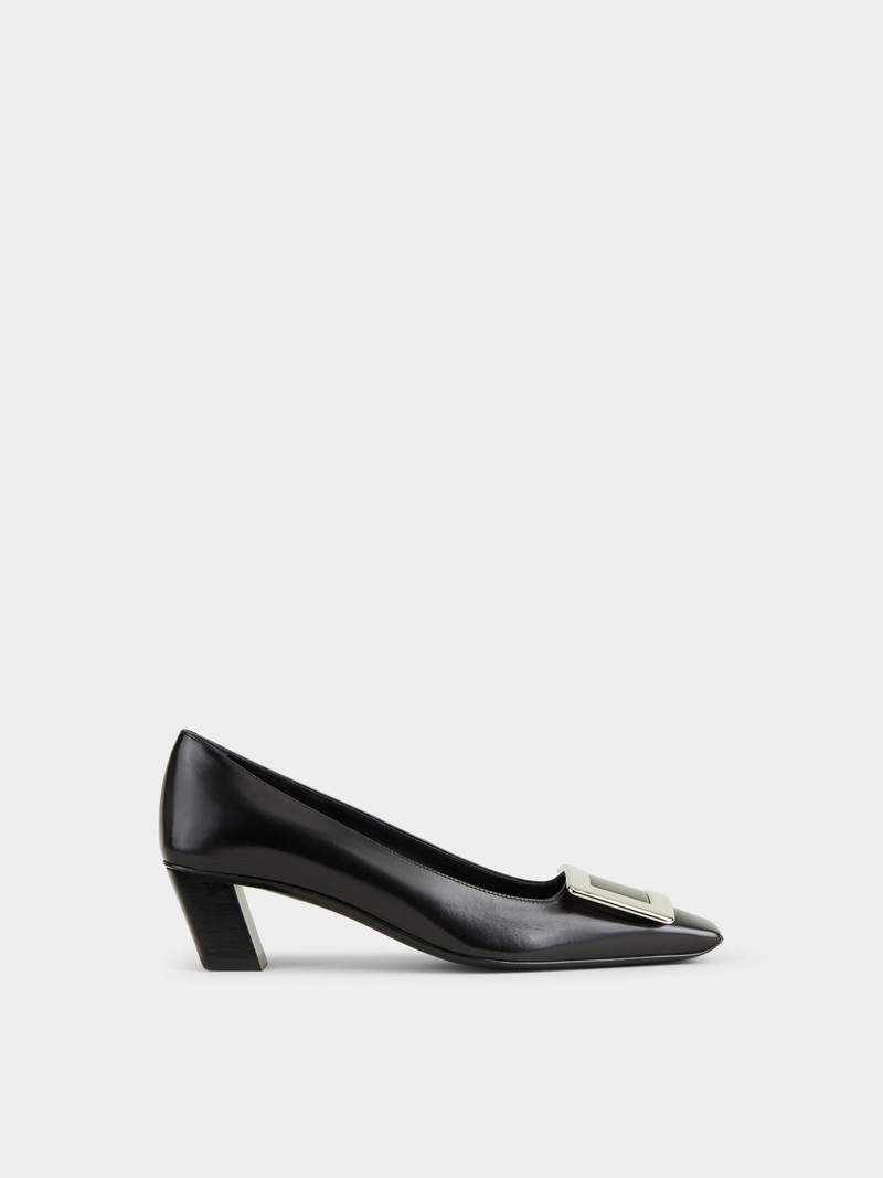 Belle Vivier Metal Buckle Pumps in Leather - 1