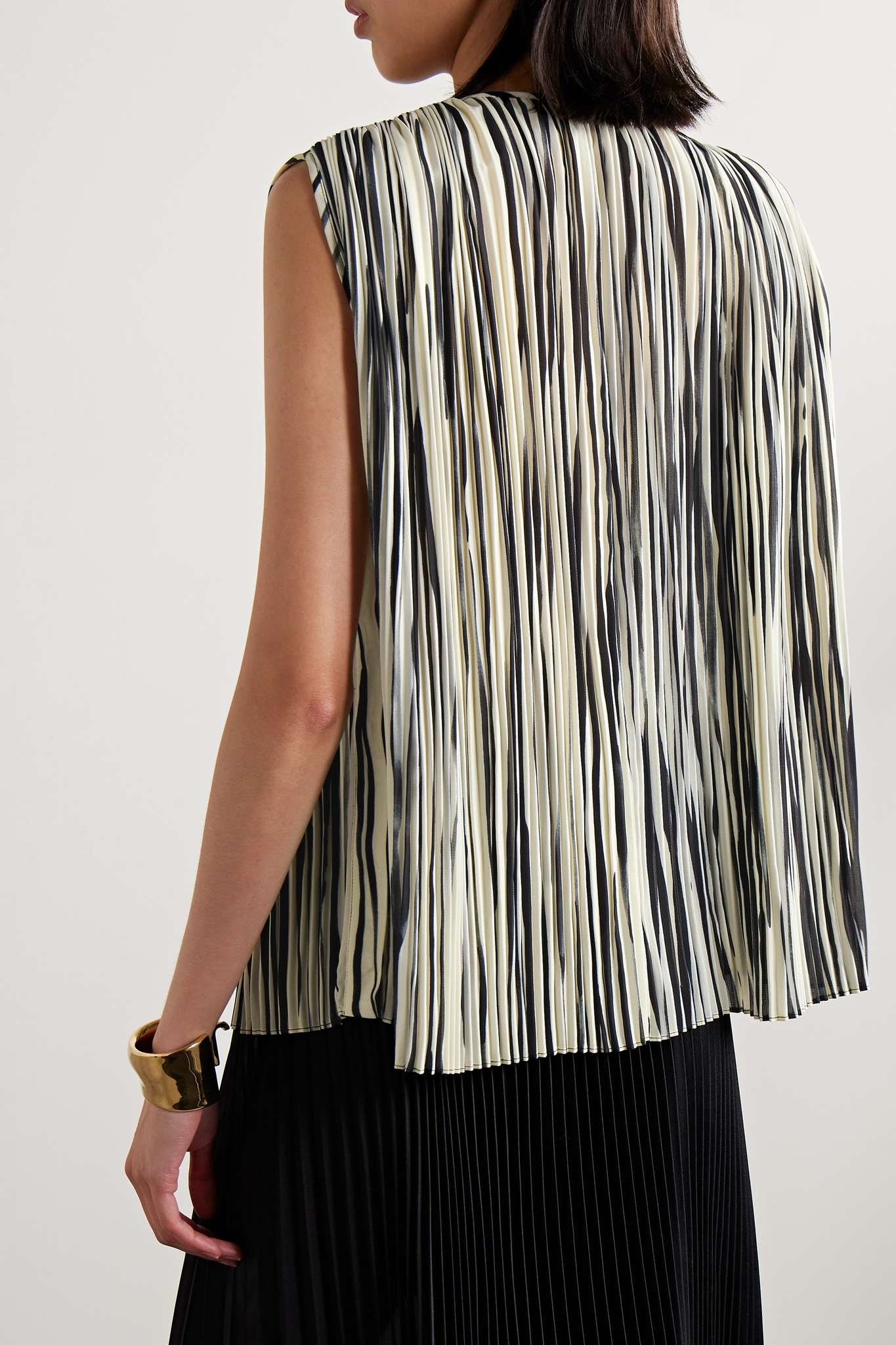 Flou pleated striped crepe blouse - 4