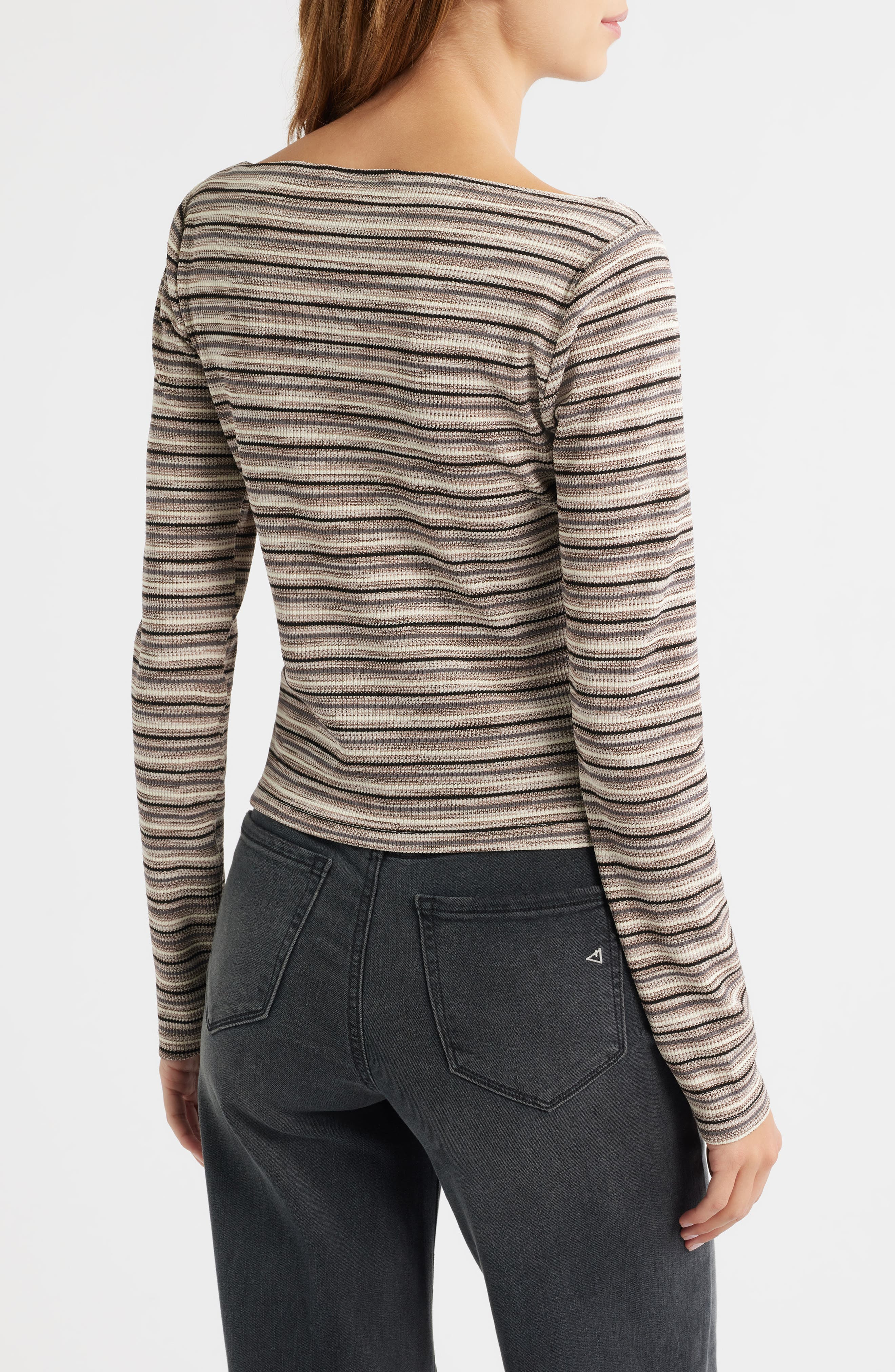 Reformation Wiley Stripe Knit Top in Grey Stripe at Nordstrom - 2