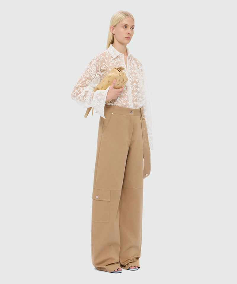 Off-white tulle shirt with embroidered roses 4