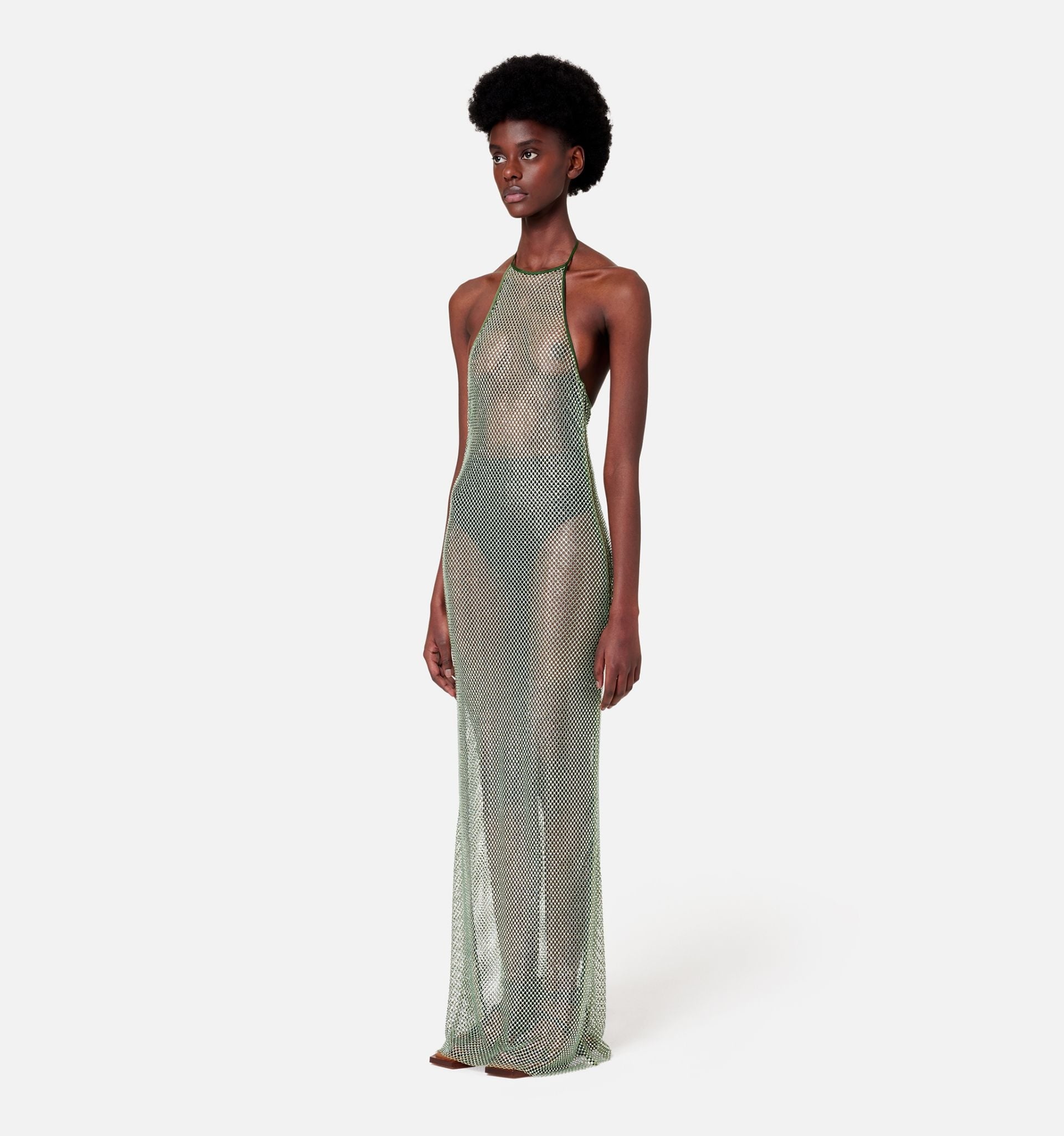 Rhinestoned Fishnet Dress - 3
