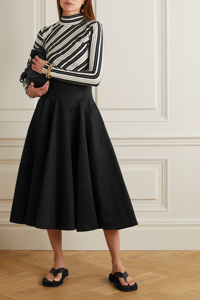 Loewe Pleated linen and cotton-blend midi skirt outlook