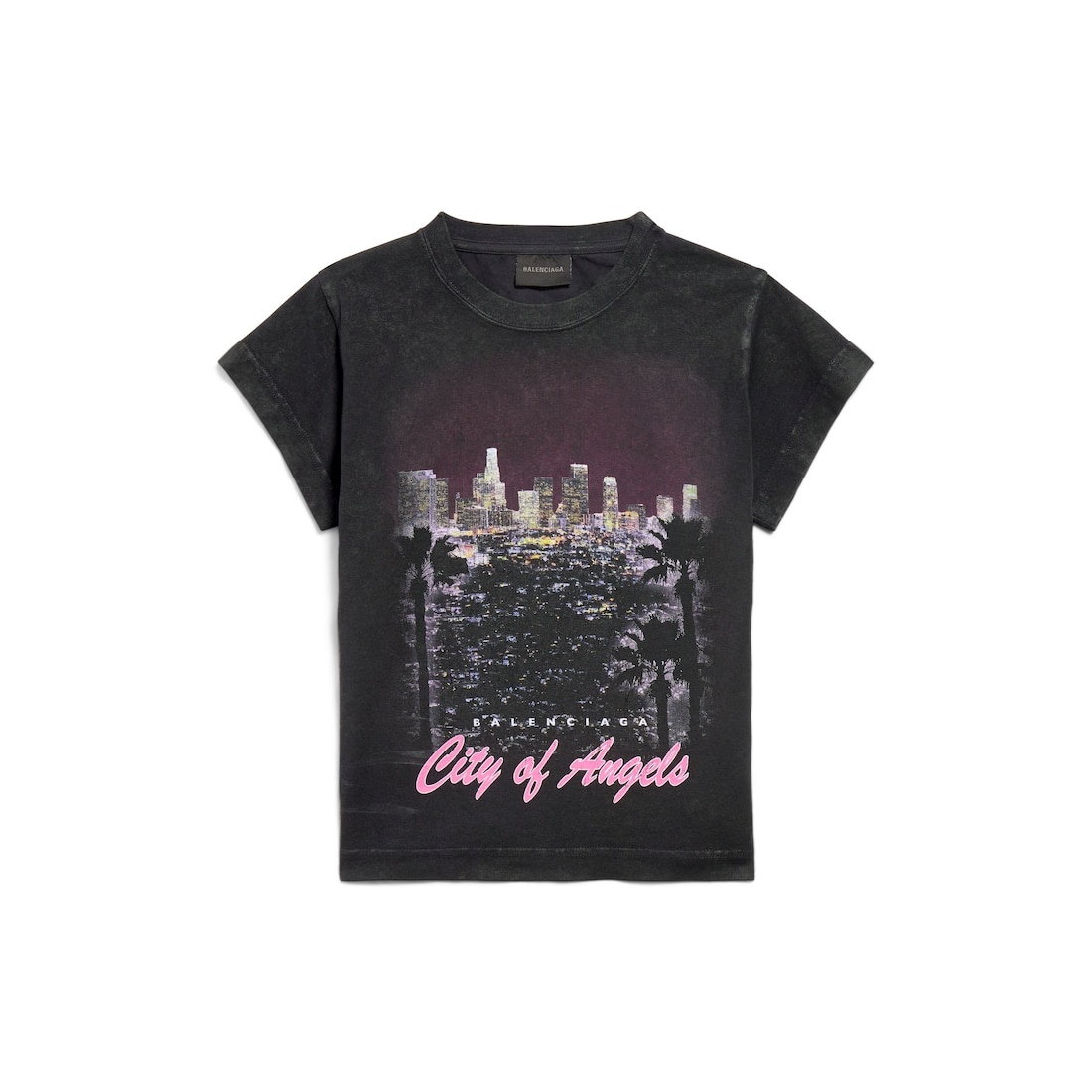 Women's City Of Angels Shrunk T-shirt in Black Faded - 1