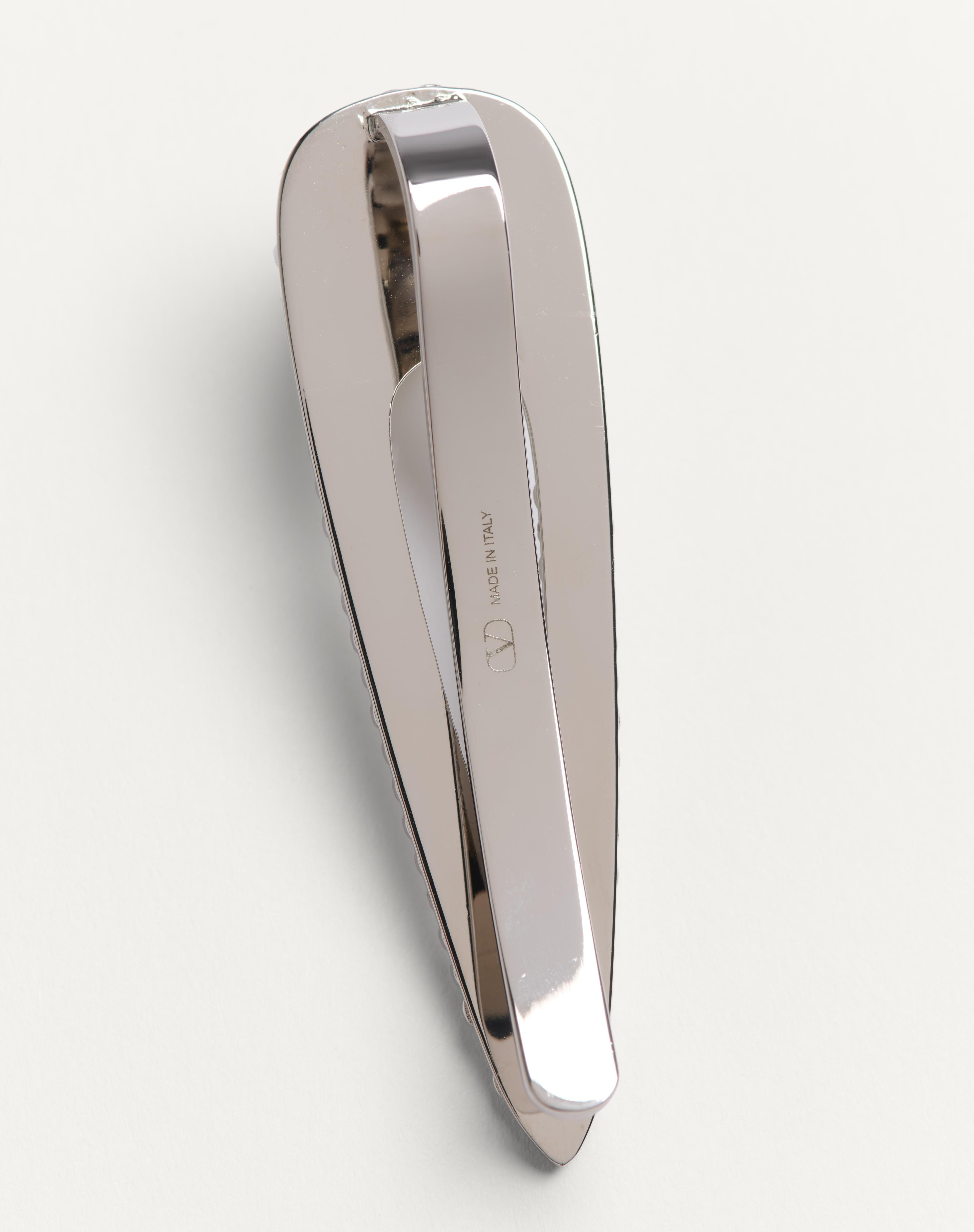 VLOGO SIGNATURE METAL TIE CLIP WITH SWAROVSKI® CRYSTALS AND PEARL - 4
