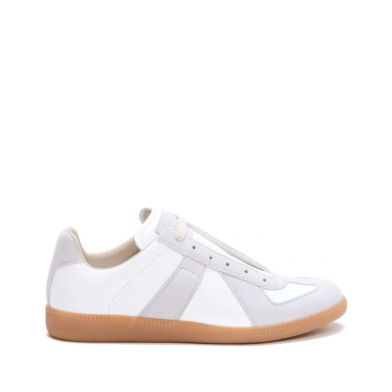 white and grey leather replica sneakers - 2