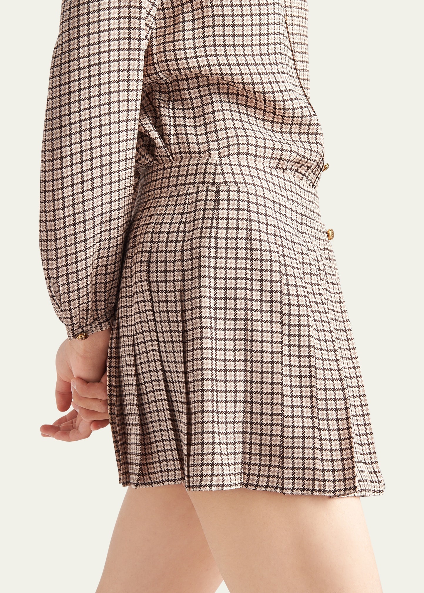 Quadretto Pleated Mini Skirt - 5