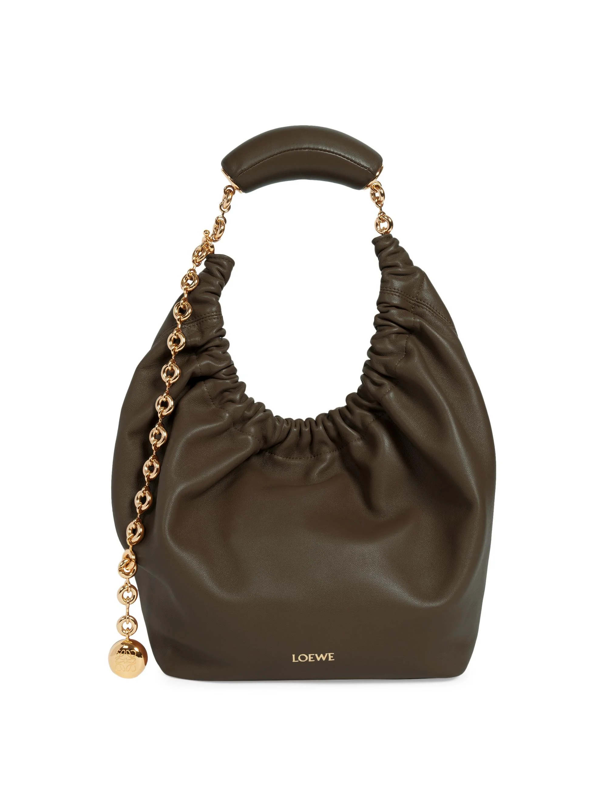 Women's Squeeze Small Leather Bag - Chocolate - 1