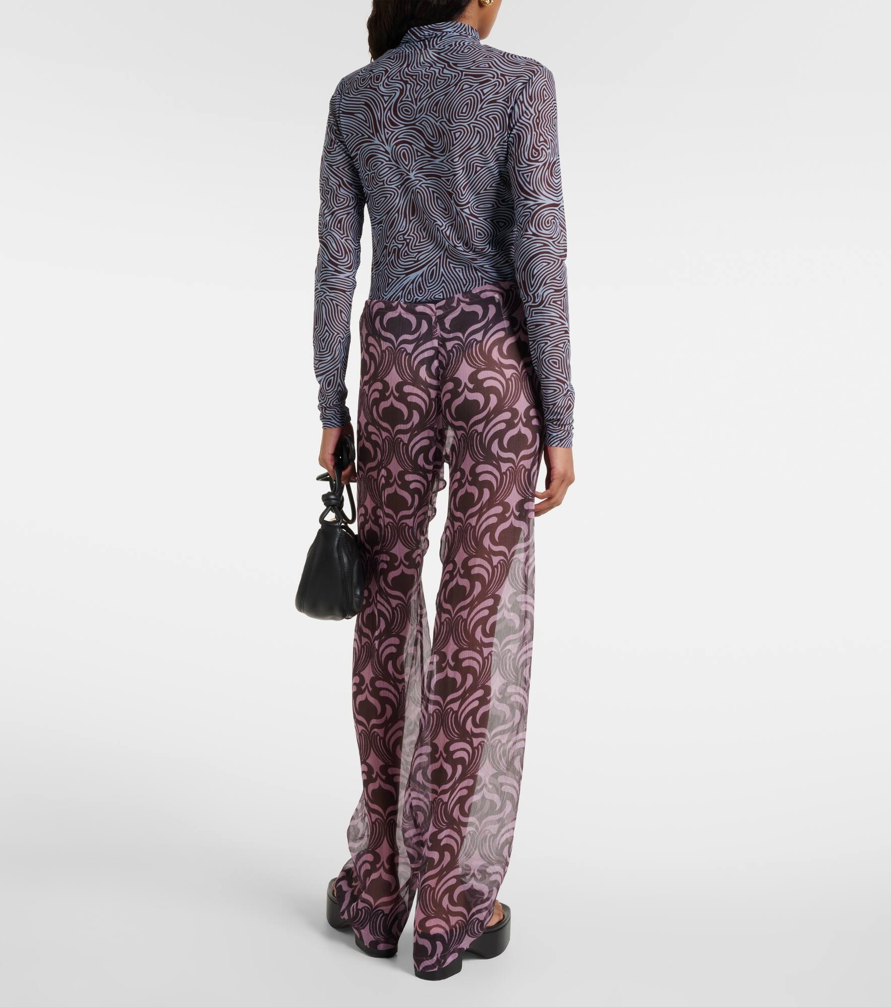 Pachas printed silk straight pants - 3