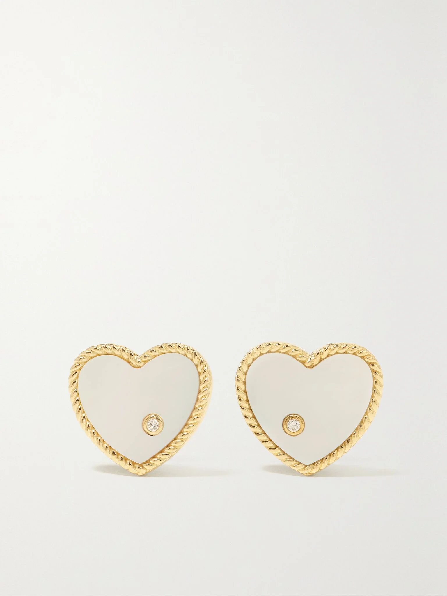 9-karat gold, mother-of-pearl and diamond earrings White - 1