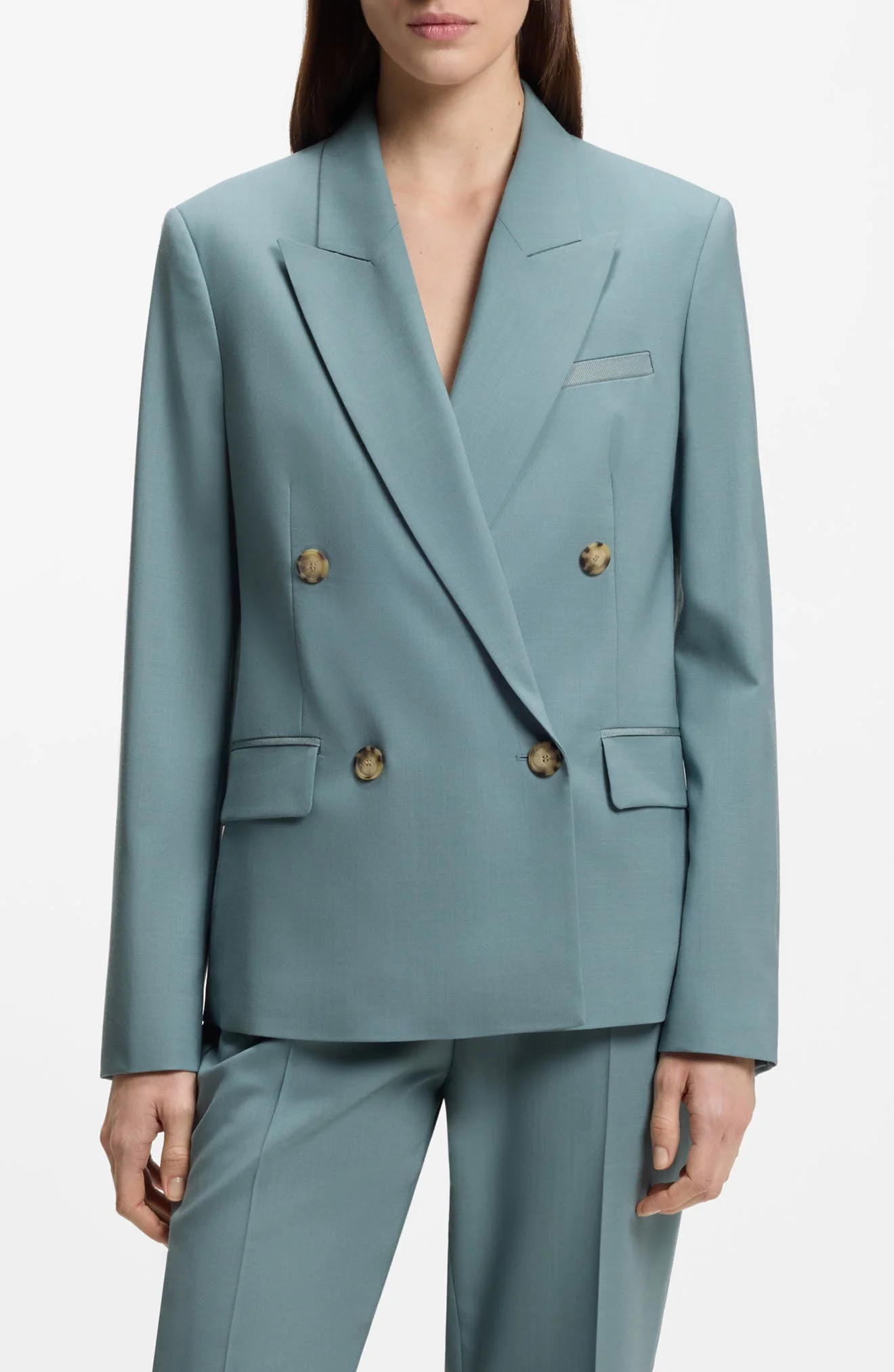 BOSS Jaleto Double Breasted Wool Blazer in Reef at Nordstrom - 1