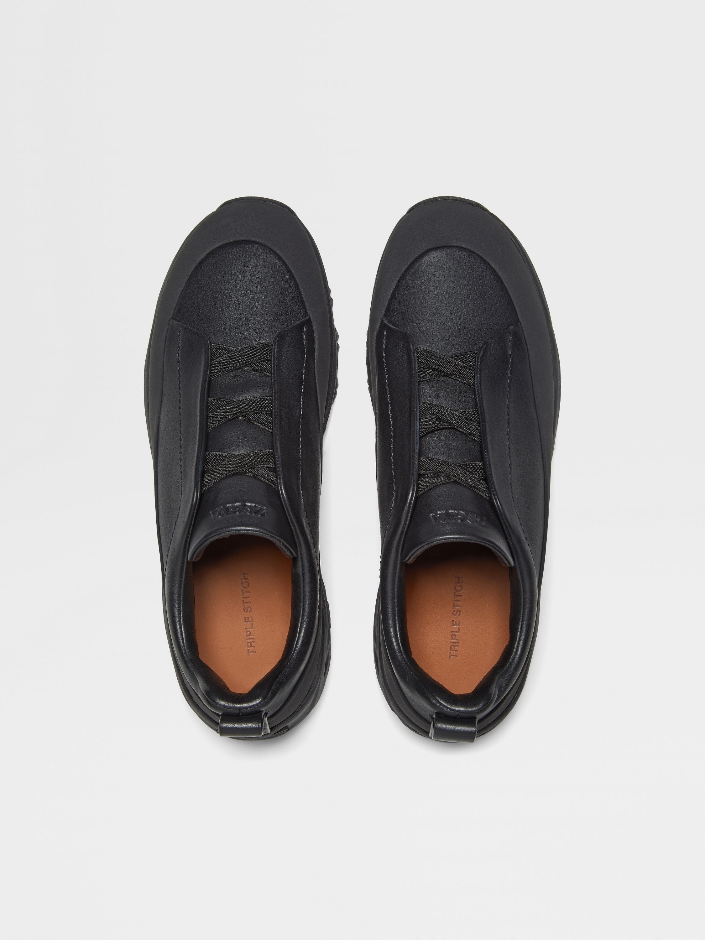 BLACK LEATHER TRIPLE STITCH™ MONTE SNEAKERS - 3