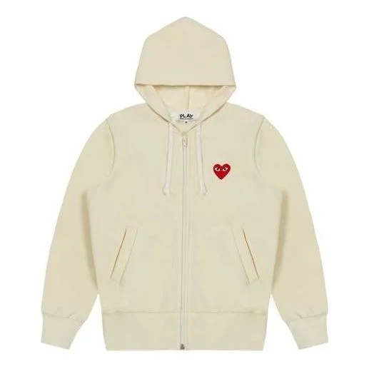 COMME des GARCONS PLAY Zip Hoodie Red Heart Emblem 'Ivory' AZ-T172-051-3 - 1