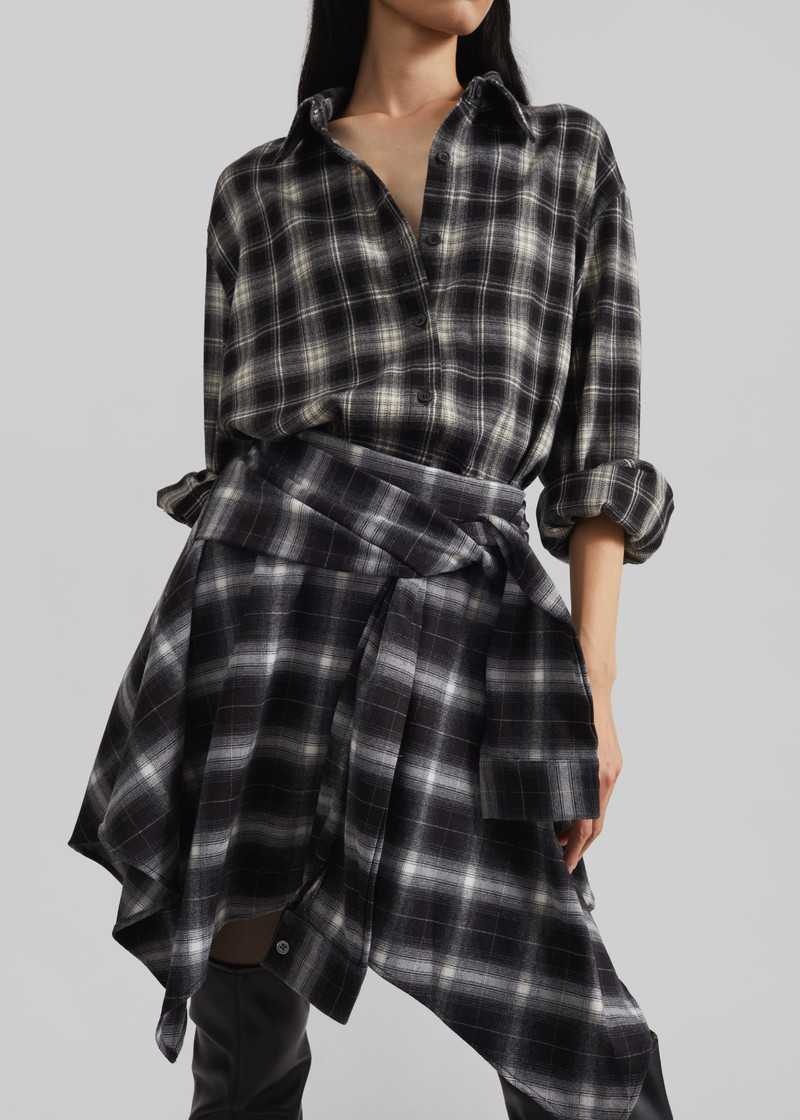 Alix Tie Skirt - Black Plaid 3