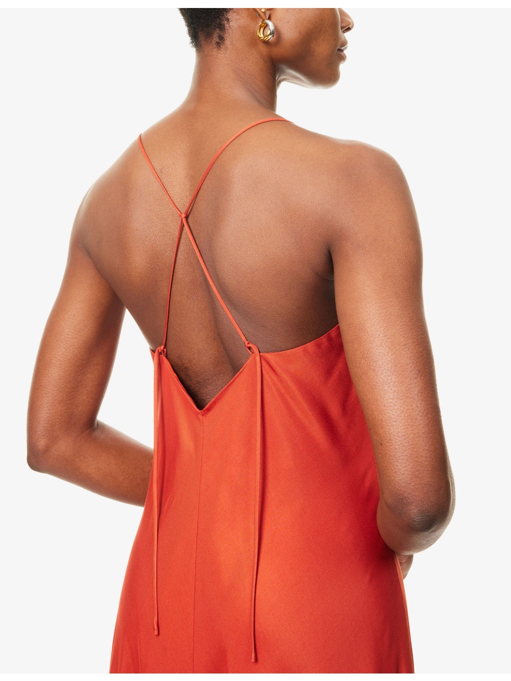 A-Line V-Neck Silk-Blend Midi Dress - 5