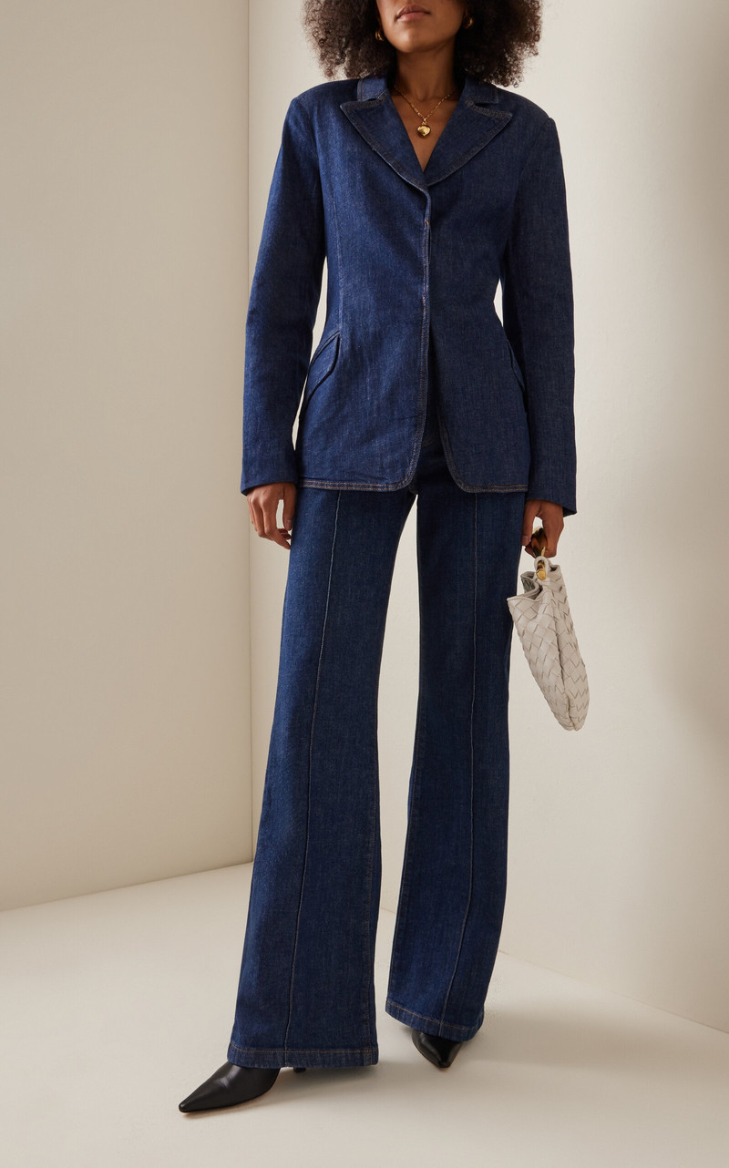 SIMKHAI Ansel Stretch High-Rise Wide-Leg Jeans dark wash outlook