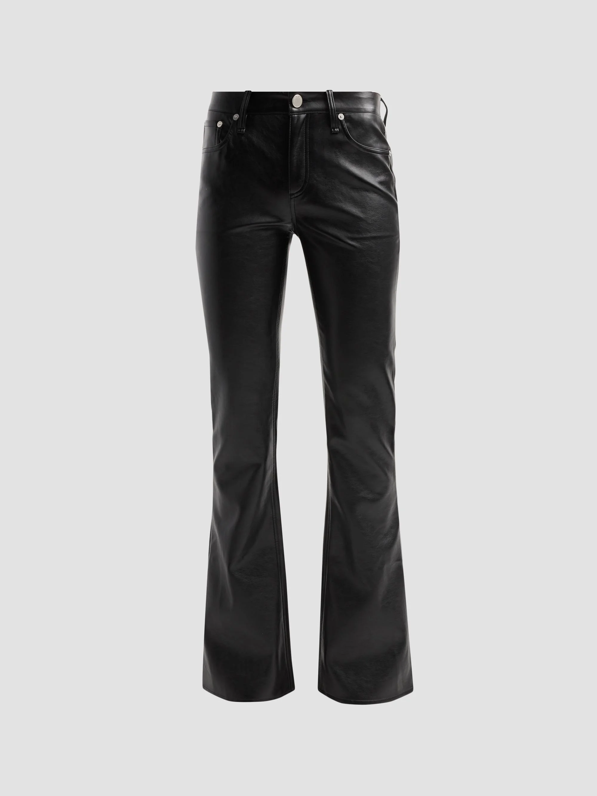 Women's Kinsley Faux-Leather Low-Rise Boot-Cut Pants - Black - 1