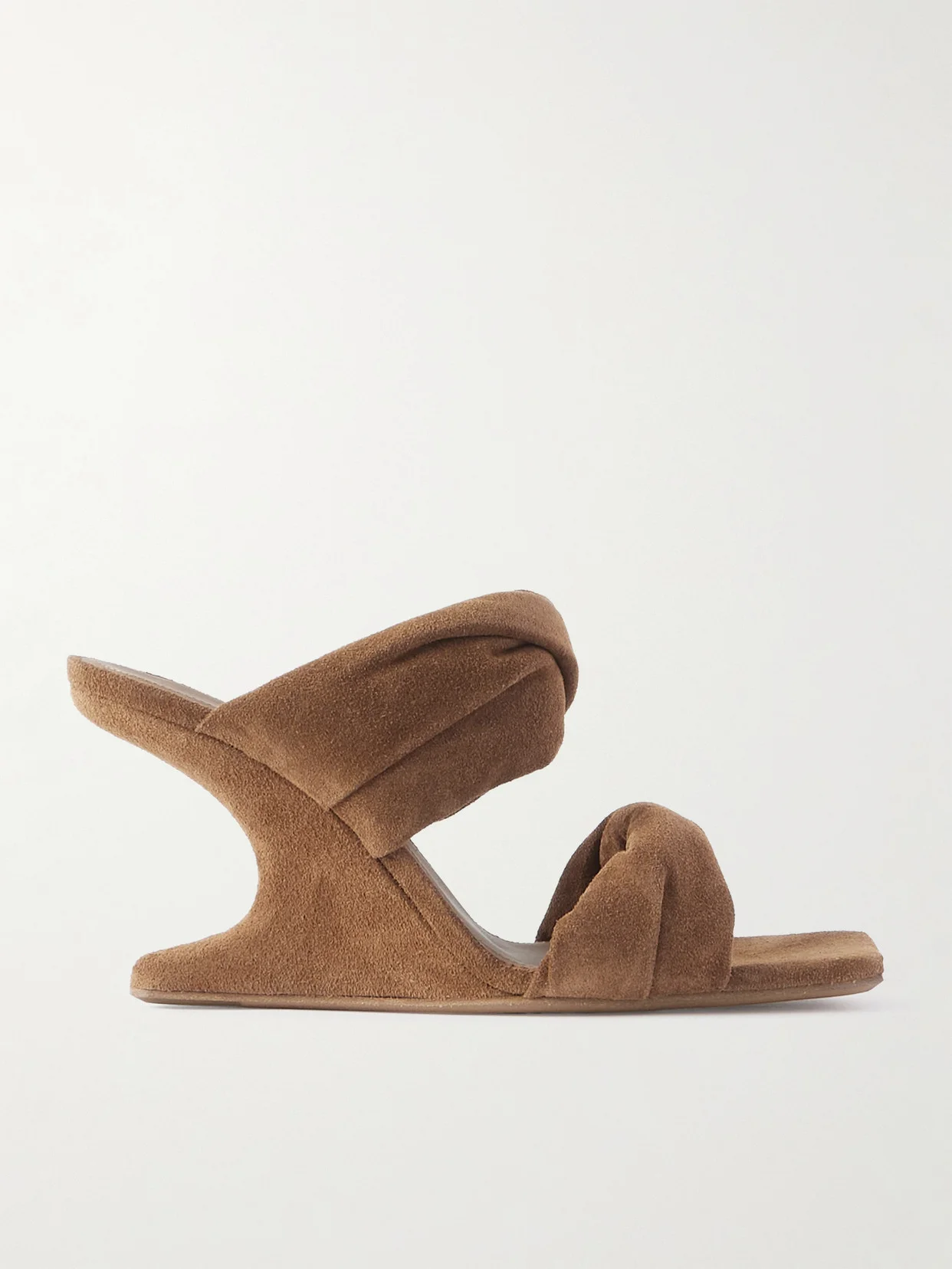 Twisted Cantilever Suede Wedge Mules - 1