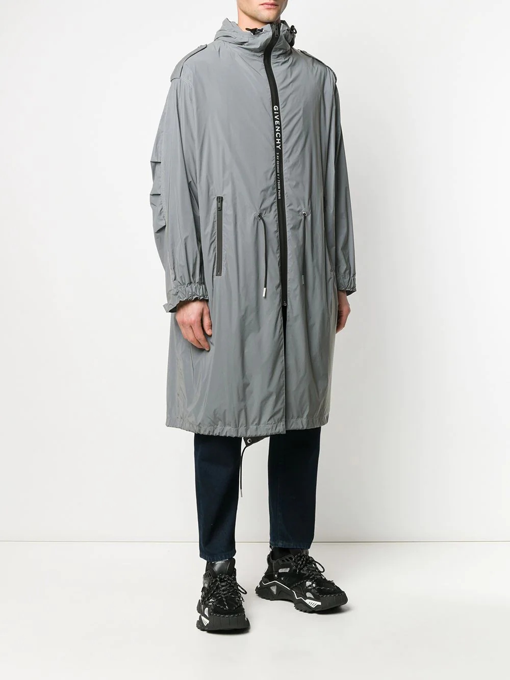 hooded drawstring-waist parka - 3