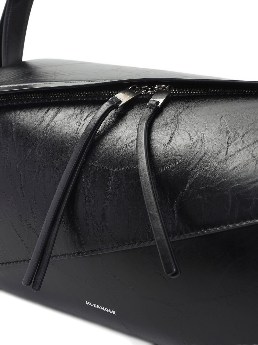 diagonal-zip leather shoulder bag - 3