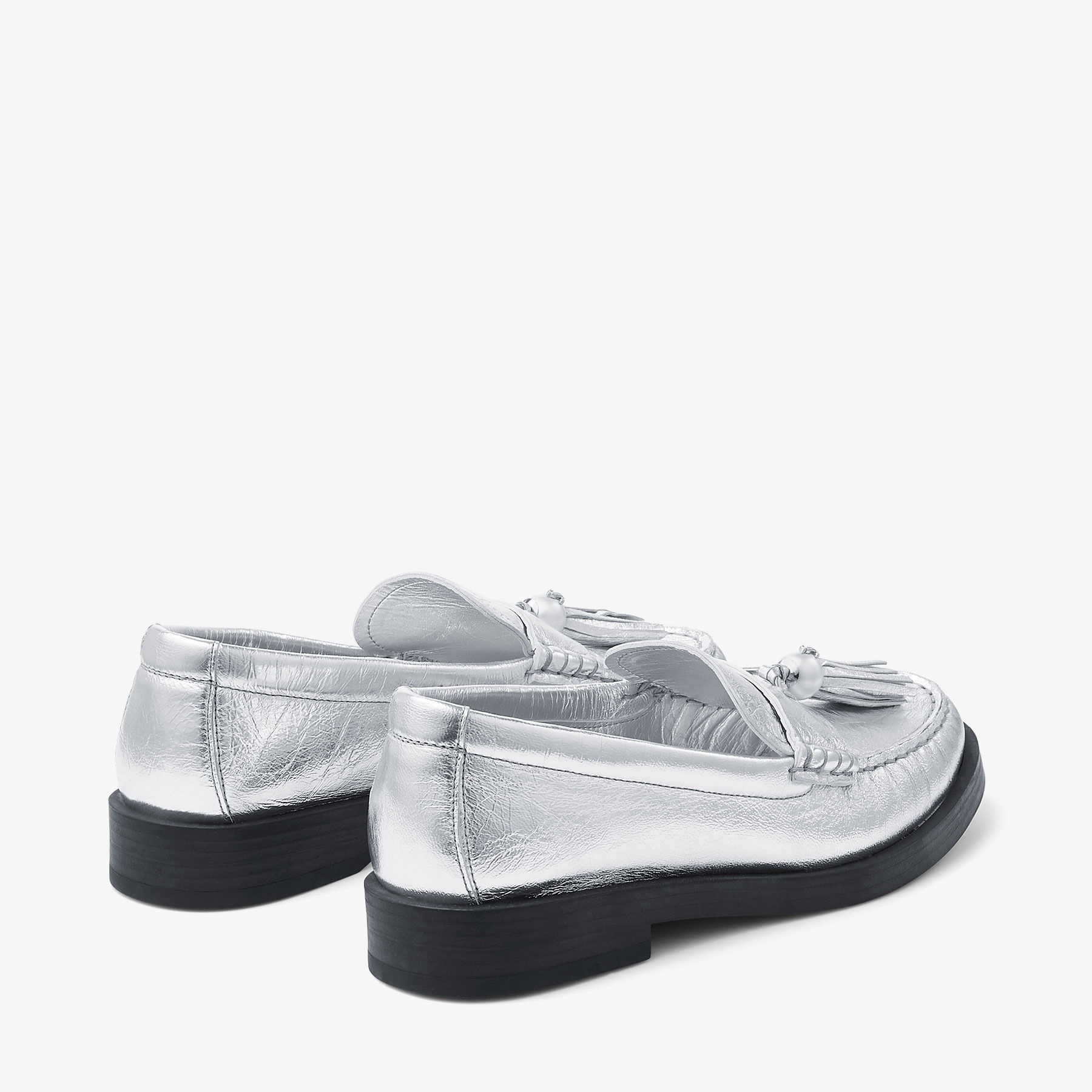 Addie/Pearl
Silver Metallic Leather Loafers - 6