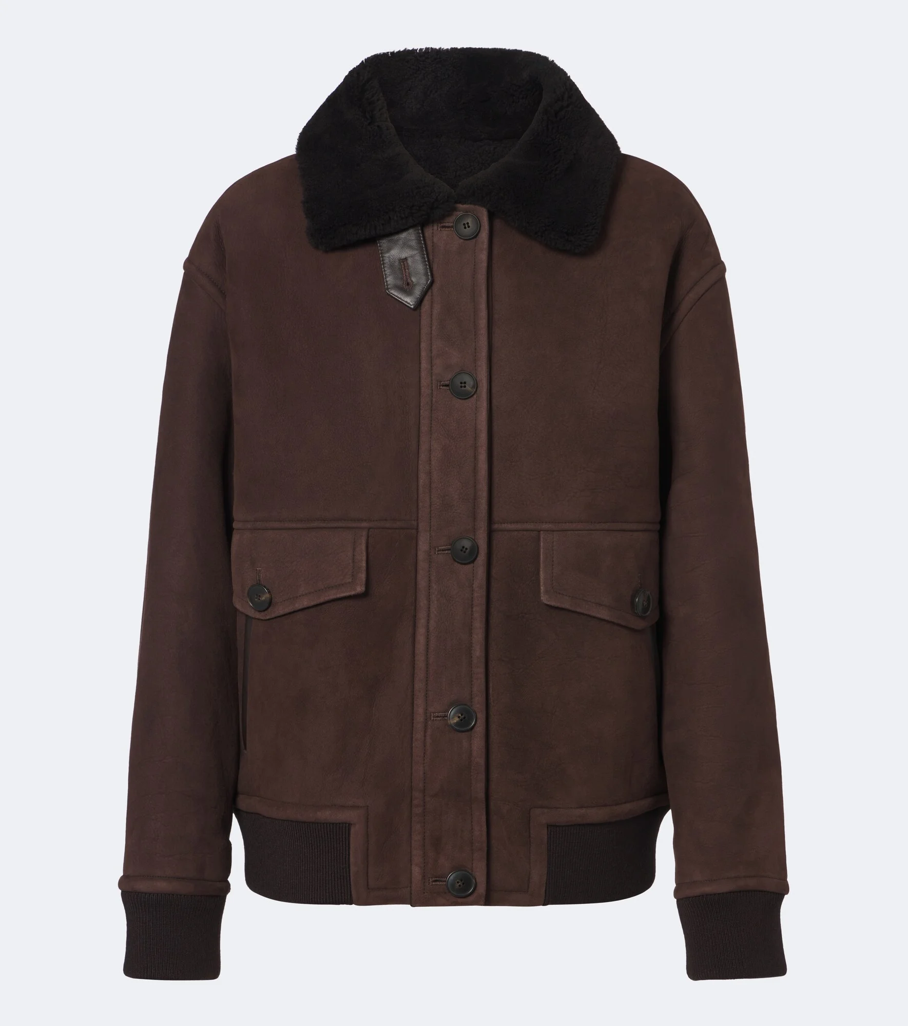 Shearling-trimmed suede jacket - 1