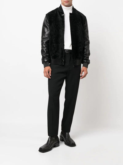 Brioni long-sleeve leather bomber jacket outlook