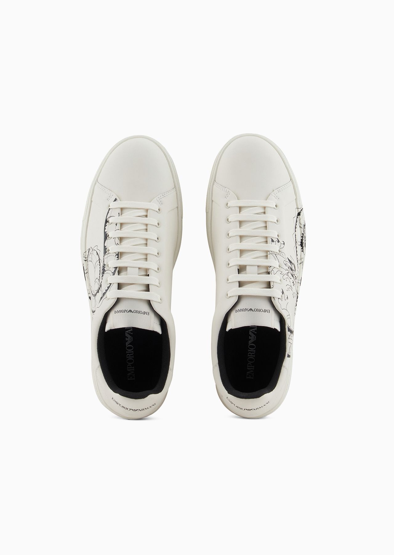 dragon-print leather sneakers - 3