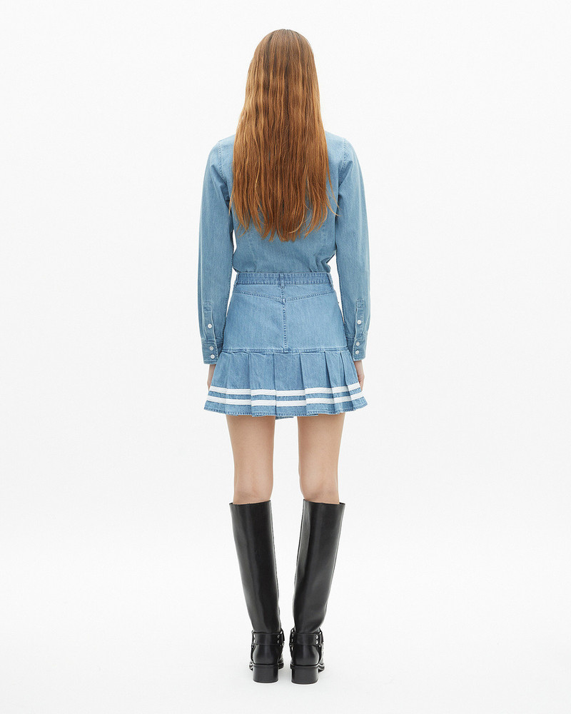 SHORT PLEATED DENIM SKIRT 3