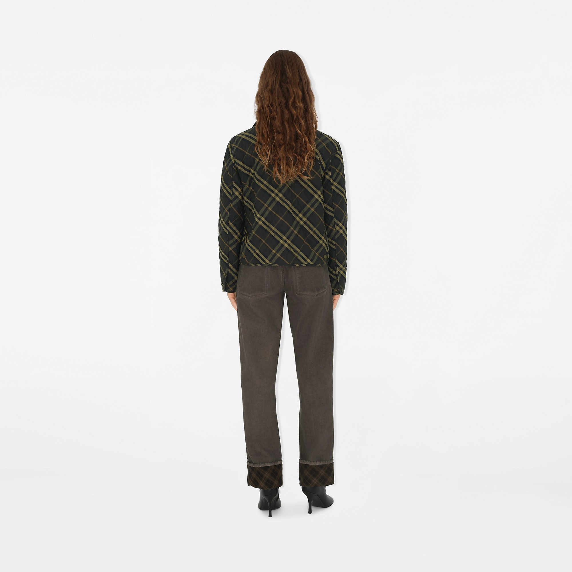 Cropped Check Quilted Barn Jacket - 4