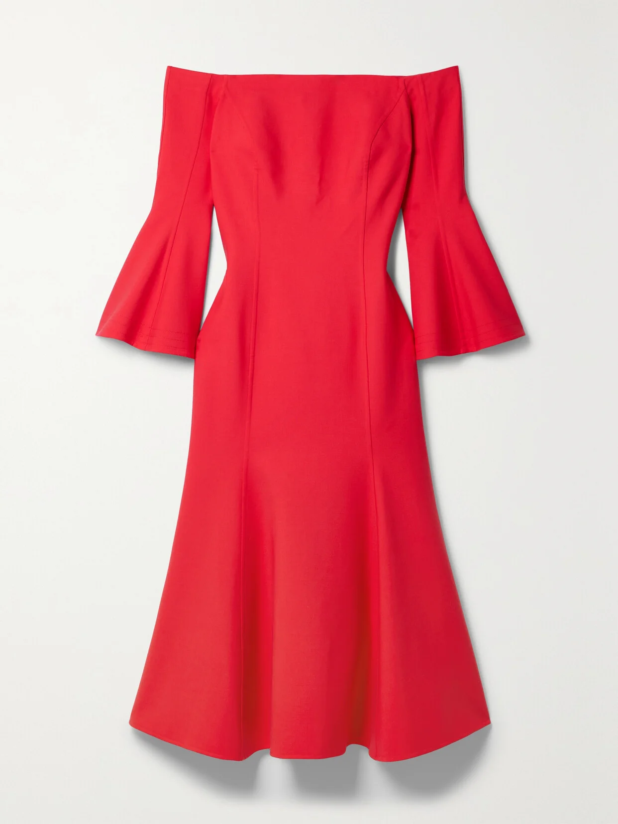 Off-the-shoulder Wool-blend Midi Dress - 1