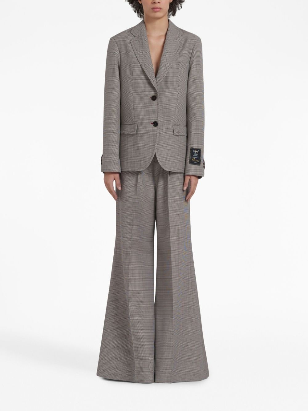 logo-waistband houndstooth flared trousers - 3