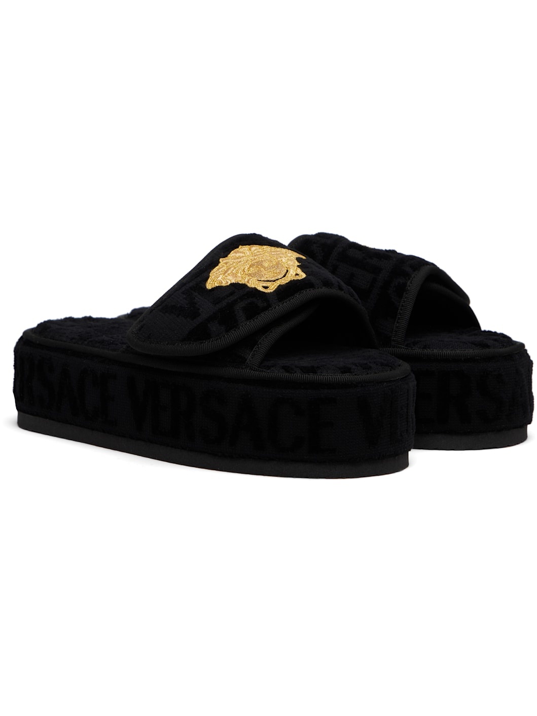 Black 'Versace Allover' Slippers - 4