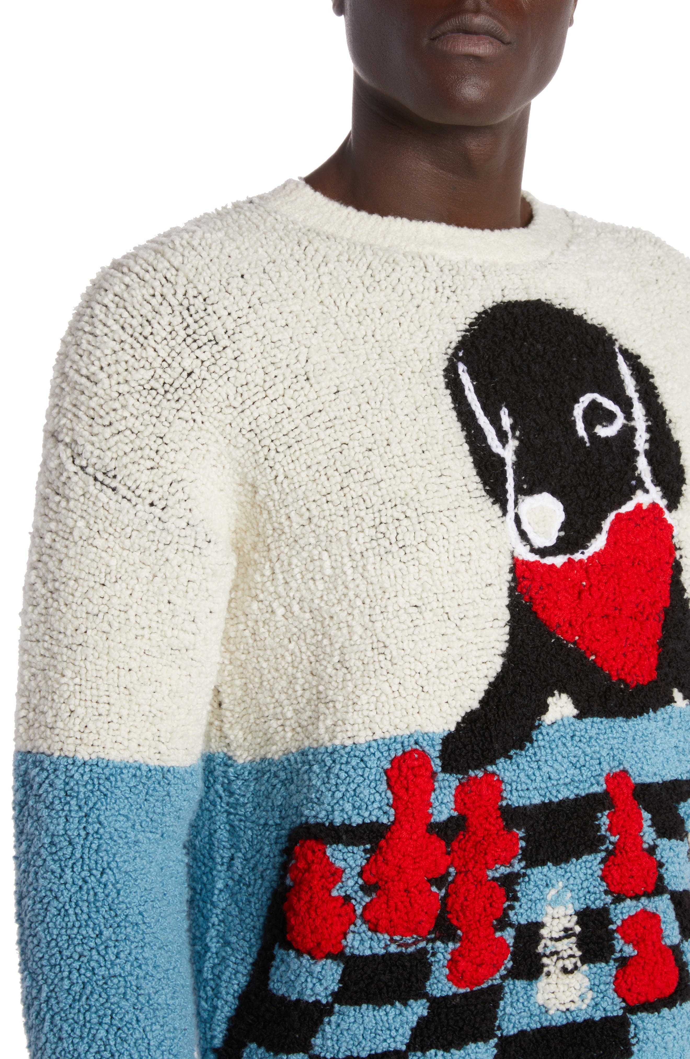 Bottega Veneta John John Colorblock Jacquard Wool Blend Sweater in 9149 Chalk/Dusk at Nordstrom - 4