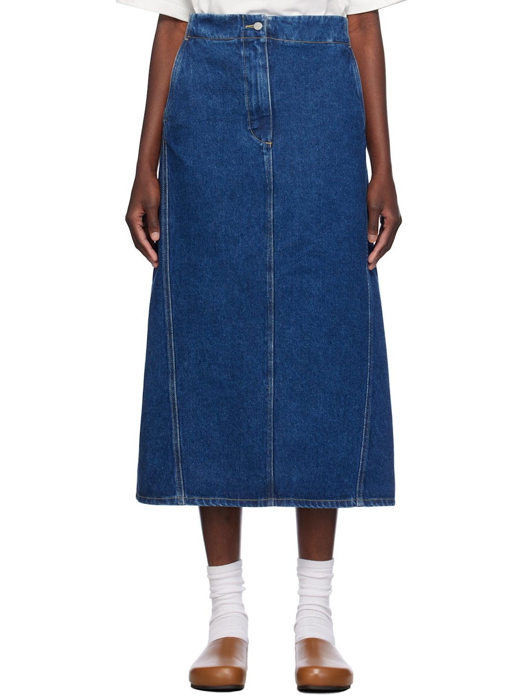 Blue Garner Denim Midi Skirt - 1