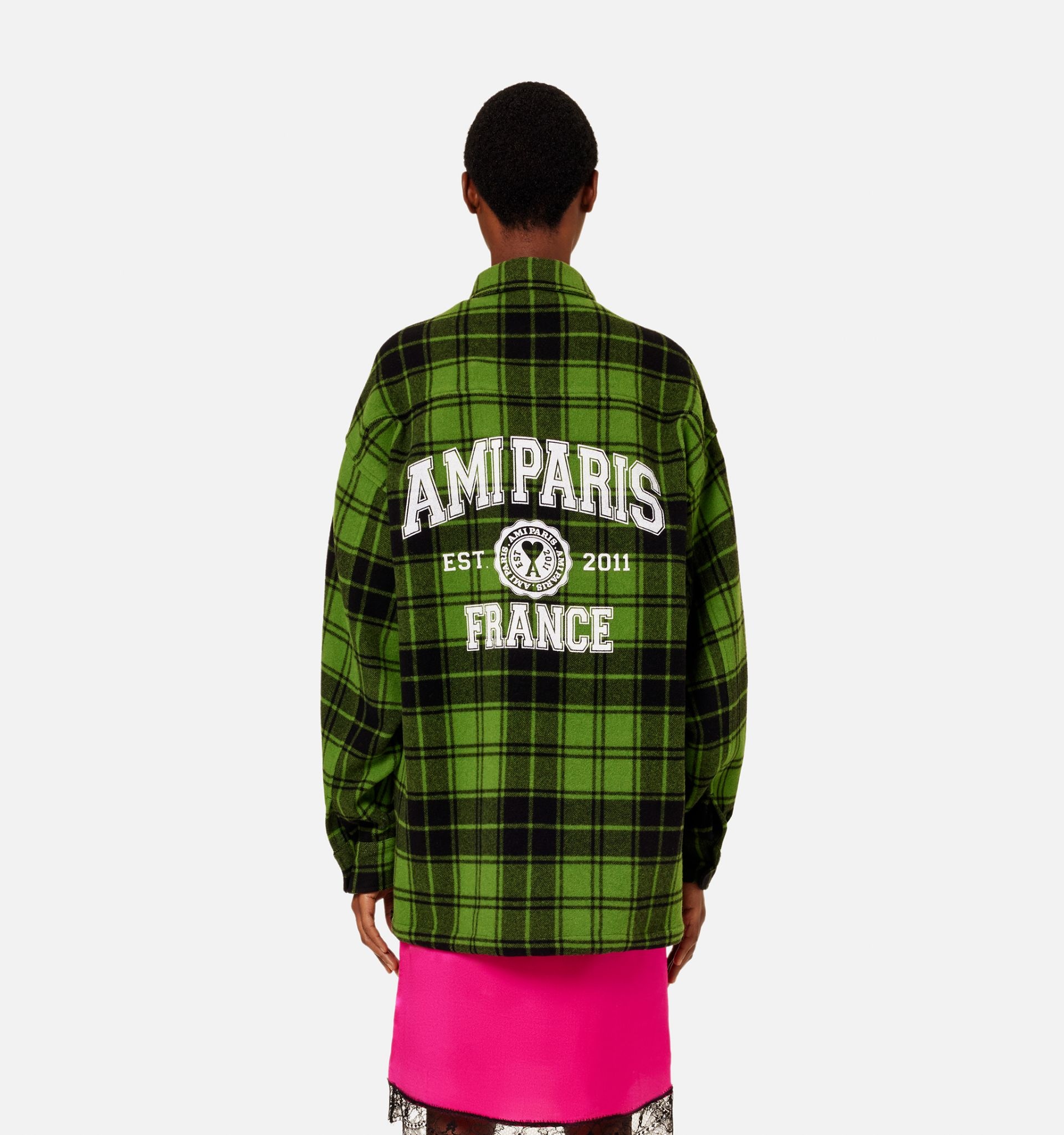 Checked Overshirt With Ami Paris Print - 6