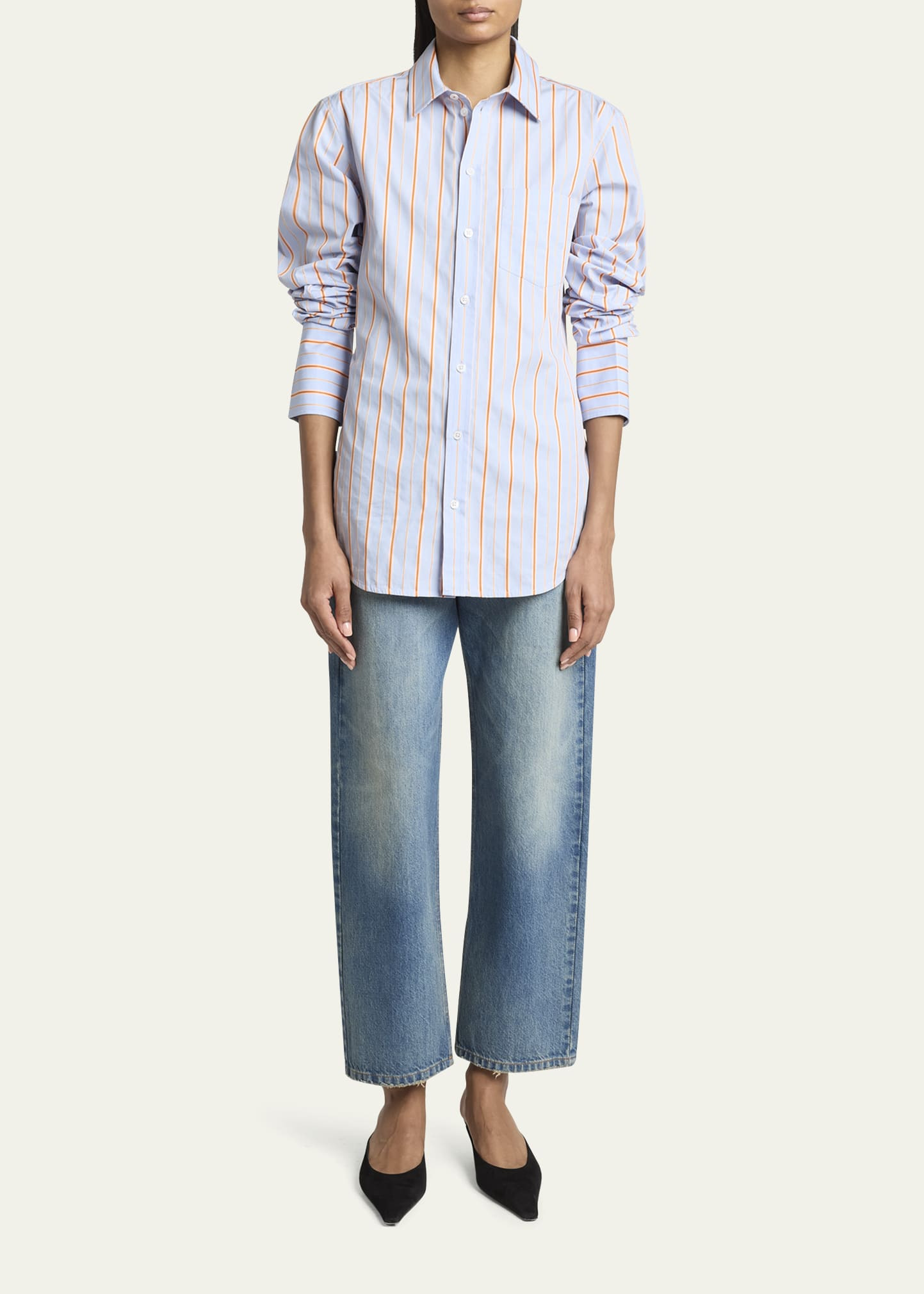 Striped Tab Detail Shirt - 2