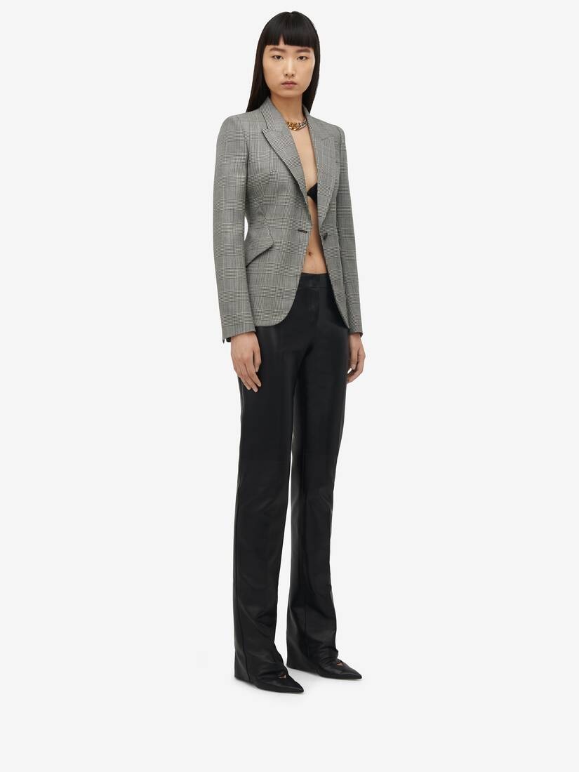 Women's Prince Of Wales Peak Shoulder Jacket in Black/ivory - 4